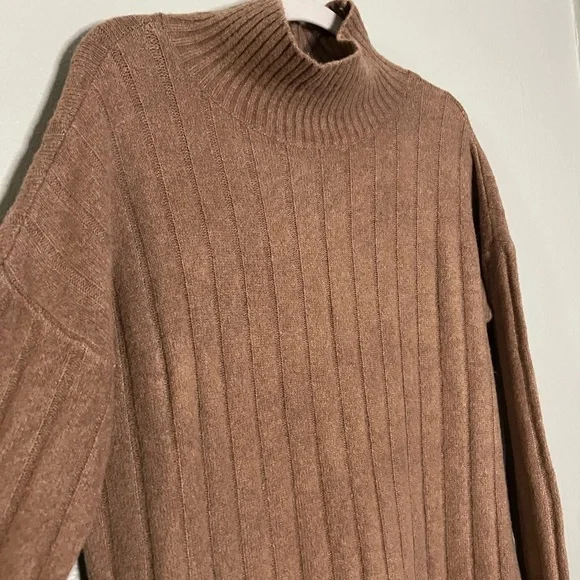 Abercrombie & Fitch brown ribbed mock neck sweater midi dress - Picture 9 of 9